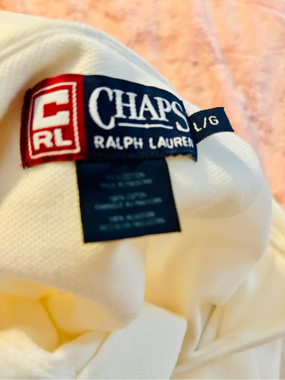 Chaps Ralph Lauren White Pique Polo Shirt Large Resort Coastal Classic